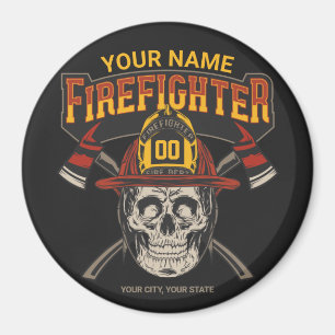 Persoonlijke Fireman Skull Helmet Ax Firefighter Magneet