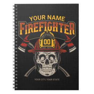 Persoonlijke Fireman Skull Helmet Ax Firefighter Notitieboek