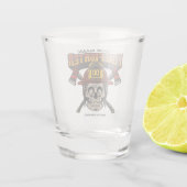 Persoonlijke Fireman Skull Helmet Ax Firefighter Shot Glas (Achterkant)