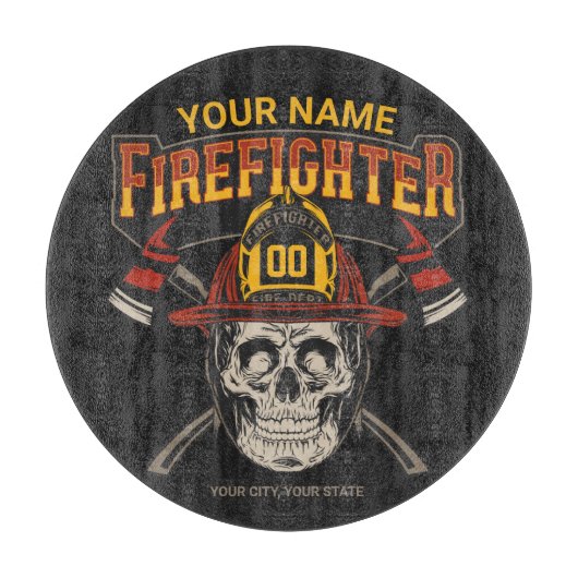 Persoonlijke Fireman Skull Helmet Ax Firefighter  Snijplank (Voorkant)