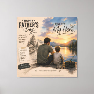 Persoonlijke Fishing Dad Hero Canvas Print