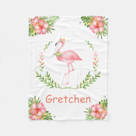 Persoonlijke Flamingo Children's Fleece Blanket Deken (Voorkant)