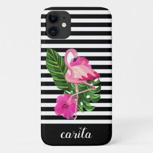 Persoonlijke Flamingo Striped iPhone Case