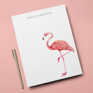 Persoonlijke Flamingo Watercolor Notitiekaart Notitiekaartje
