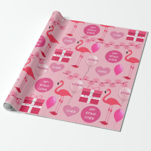 Persoonlijke Flamingos Birthday Cadeaupapier