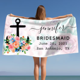 Persoonlijke Floral Anchor Bachelorette Bridesmaid Strandlaken