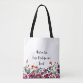 Persoonlijke Floral Best Bridesmaid Ever Canvas ta Draagtas (Voorkant)