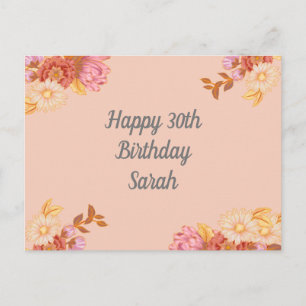 Persoonlijke Floral Happy Birthday Briefkaart