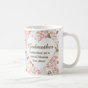Persoonlijke Floral Heart Godmoeder Koffiemok