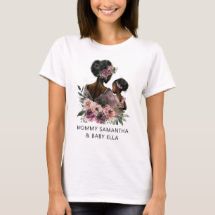 Persoonlijke Floral Mam en Baby T-shirt
