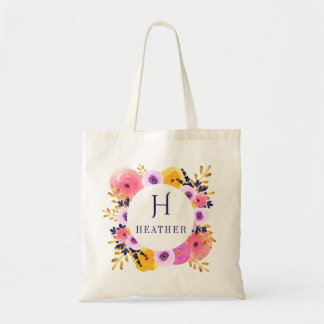 Persoonlijke Floral Monogram en Canvas tas van de