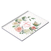 Persoonlijke Floral roze roze roze meisjesmonogram Notitieboek (Linkerzijde)