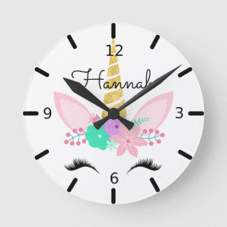 Persoonlijke Floral Smilting Unicorn Ronde Klok