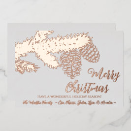 Persoonlijke FOLIE Vroege kerstkaart met Pinecone Folie Feestdagenkaart