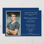 Persoonlijke foto afstuderen in Navyblauw en Wit Kaart (Voorkant / Achterkant)