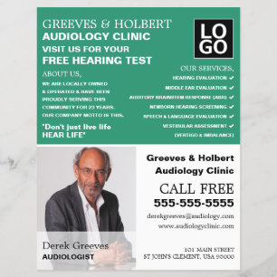 Persoonlijke foto, audicien, audiologie flyer