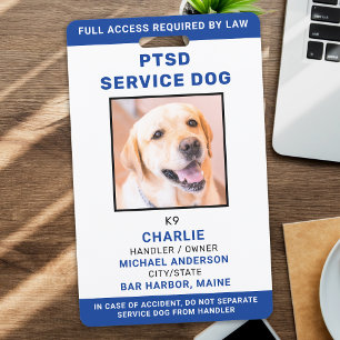 Persoonlijke foto Blue White PTSD Service Dog ID Badge