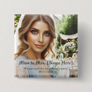 Persoonlijke foto bruidsfeest cadeautjes vierkante button 5,1 cm