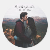Persoonlijke foto-bruiloft ronde sticker (Voorkant)
