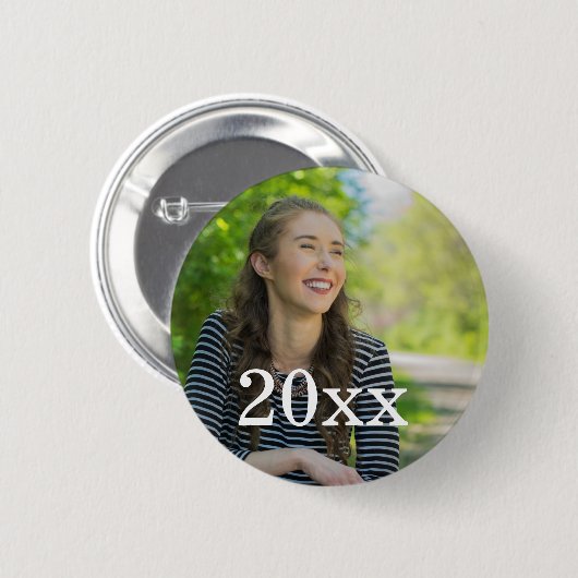 Persoonlijke foto-Button met jaar Ronde Button 5,7 Cm (Voorkant /achterkant)