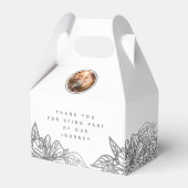 Persoonlijke foto Chic Silver Gray Wedding Floral Bedankdoosjes (Achterkant)