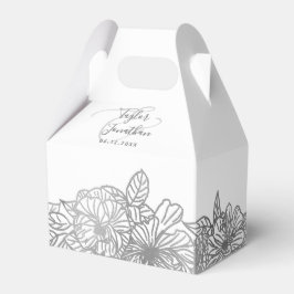 Persoonlijke foto Chic Silver Gray Wedding Floral Bedankdoosjes