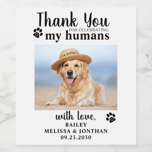 Persoonlijke foto Dog Weddenschap Wijn Etiket (Enkel label)