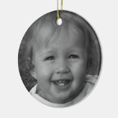 Persoonlijke foto en aangepaste tekst rood keramisch ornament (Links)