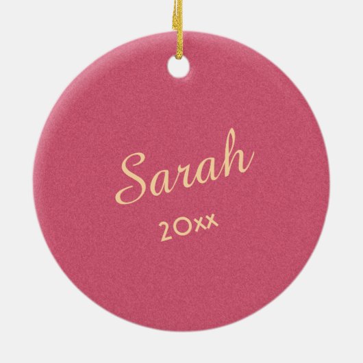 Persoonlijke foto en aangepaste tekst roze keramisch ornament (Achterkant)