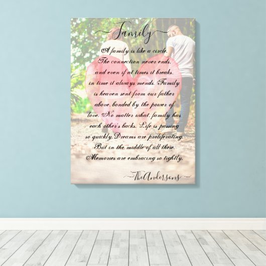 Persoonlijke foto en gedicht canvas afdruk (Insitu (Houten vloer))