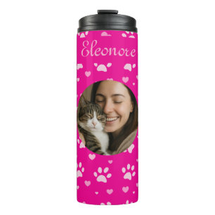 Persoonlijke foto- en naam-tumbler cadeau voor kat thermosbeker