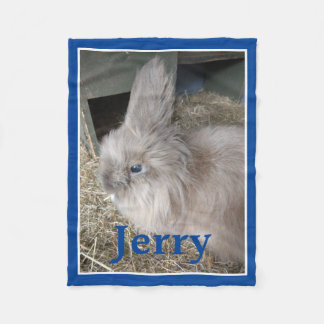 Persoonlijke foto en naam van Rabbit Lover Blauw Fleece Deken