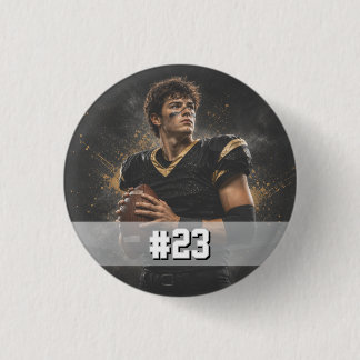 Persoonlijke foto en nummer van voetballer ronde button 3,2 cm