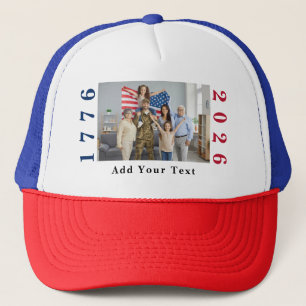 Persoonlijke foto en tekst 1776 2026 patriottisch trucker pet