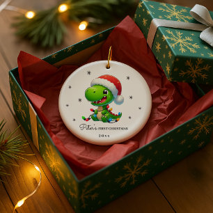 Persoonlijke foto en tekst Dinosaurus Keramisch Ornament