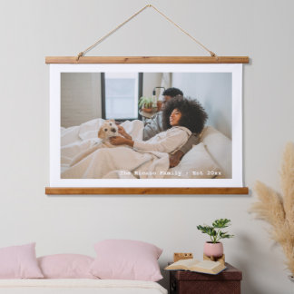 Persoonlijke foto en tekst hangend wandkleed
