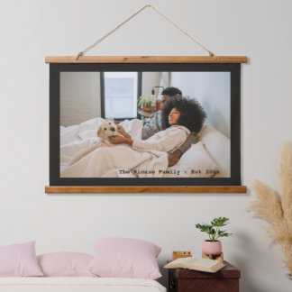 Persoonlijke foto en tekst hangend wandkleed