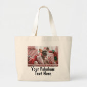 Persoonlijke foto en tekst katoen grote tote bag (Voorkant)