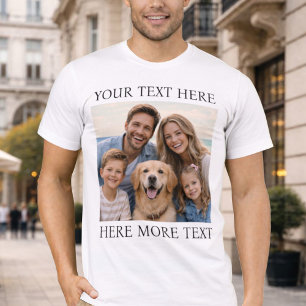 Persoonlijke foto en tekst of naam Elegant Serif T-shirt