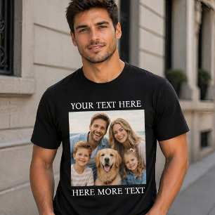 Persoonlijke foto en tekst of naam Elegant Serif T-shirt
