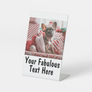 Persoonlijke foto en tekst reclamebord met voetstuk