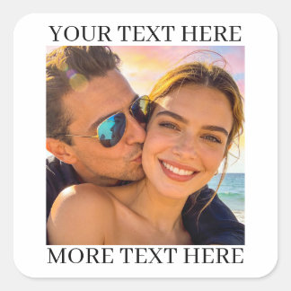 Persoonlijke foto en tekst vierkante sticker