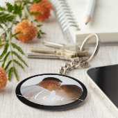 Persoonlijke foto en tekstfoto sleutelhanger (Zijkant)