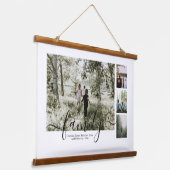 Persoonlijke foto- en tekstfotocollage hangend wandkleed (Gebogen)