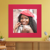 Persoonlijke foto- en tekstherdenking rood canvas afdruk (Insitu (Woonkamer))