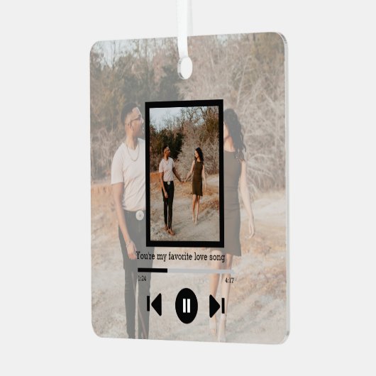Persoonlijke foto- en tekstmuziekspeler metalen ornament (Voorkant links)