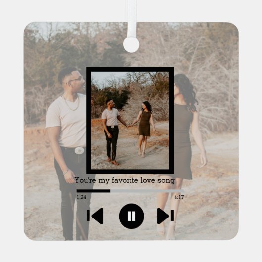 Persoonlijke foto- en tekstmuziekspeler metalen ornament (Achterkant)