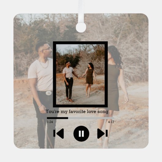 Persoonlijke foto- en tekstmuziekspeler metalen ornament (Voorkant)