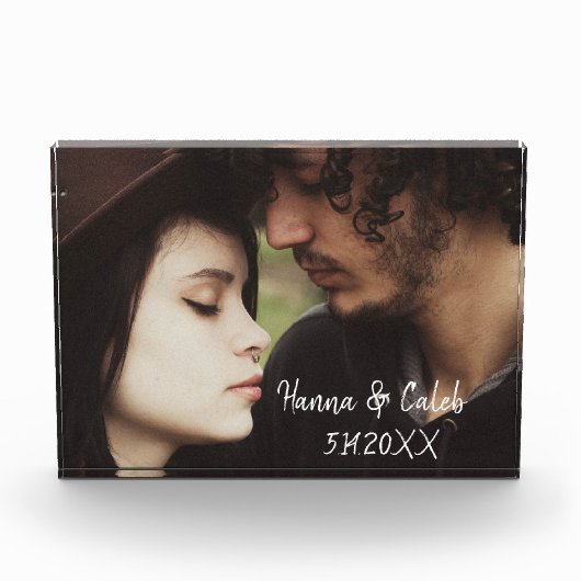 Persoonlijke foto- en trouwdatum Jubileum Fotoblokken (Voorkant)