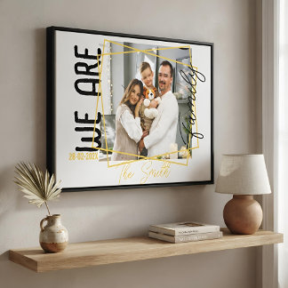 Persoonlijke foto gouden lijst familie aangepaste canvas afdruk